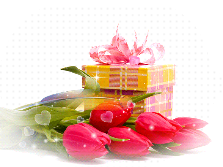 Красивая открытка с тюльпанами С днем рождения!. Открытки с Днем Рождения