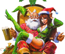Прикольный Санта-Клаус с девушкой