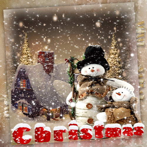 Рождественские снеговики Рождество Христово открытки
