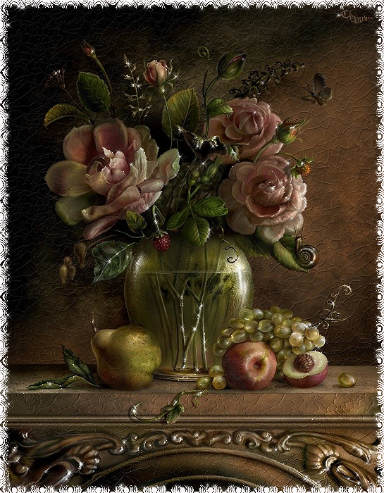 Фрукты и цветы в вазе. Цветы картинки